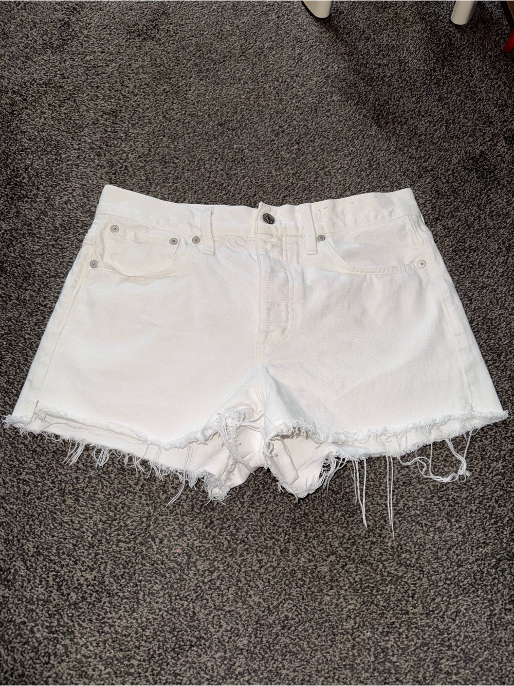 Madewell Relaxed Denim Shorts White Frayed Hem Women’s Size 26